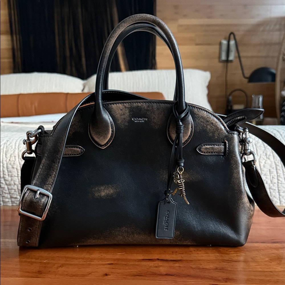 Coach Black and Brown Loved Leather Empire Bag Satchel